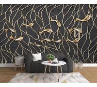 Carta Da Parati 3D Pesce Astratto Linea Dorata 310x250cm Fotomurali Poster Gigante Design Murale Decorazione -MIWEI Wallpaper-ZXY-09347