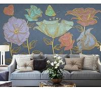 Carta Da Parati 3D Piante Fiori Linea Farfalla 310x250cm Fotomurali Poster Gigante Design Murale Decorazione -MIWEI Wallpaper-ZXY-17249