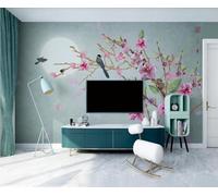 Carta Da Parati 3D Pictura A Mano Uccelli Fiori Semplici Fotomurali Gigante Design Muro Poster Decorazione -ZX16859-200x140cm
