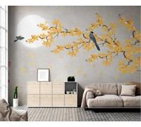 Carta Da Parati 3D Pictura A Mano Uccello Giallo Semplice Fotomurali Gigante Design Muro Poster Decorazione -ZX07454-200x140cm