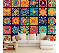 Carta da Parati 3D Puzzle di fiori colorati 350x256 cm Murale Poster Grande, Carta Parati Fotomurale Stampata 3D per Soggiorno, Camera Letto, Sala Pranzo