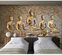 Carta Da Parati 3D Rilievo Statua Di Buddha Dorata Fotomurali Murale Decorazione Sfondo Custom Wallpaper -songqians-09152-400cmx280cm
