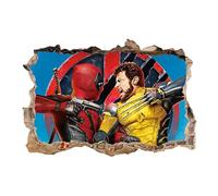 Carta da parati 3D Wolverine e Deadpool Anime Wall Stickers Sticker, sfondo per camera da letto dei bambini, decorazione da parete autoadesiva, poster anime adesivo per feste di compleanno