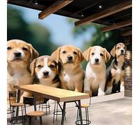 Carta Da Parati 3d Xxl 300x256cm Cane Carino carta da parati cucina Bambini Nelle Aree Rurali Tela con stampa 3D artistica, montaggio senza giunture per spazi di design