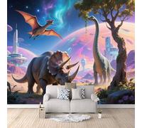Carta Da Parati 3D xxl Scarlatto Cosmico, Carta Da Parati 3D Dinosauro 450X315cm Testata Letto Perfetto Per Case In Affitto Senza Odore Stesura Diretta Sulla Parete Effetto Visivo 3D Realistico