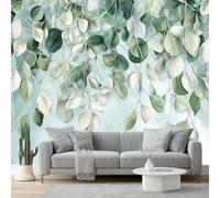 Carta da parati 400 x 280 cm Fotomurali in Murale alla moda Decorazione da Muro Foglie piangenti acquerello naturale fresco Camera da Letto, Soggiorno, Ristrutturazione di Pareti Verde Azzurro