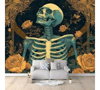 Carta Da Parati 400 X 280 Cm Stile Gotico Oro Teschio Rose Vello Sfondo Murale Xxl Moderne Decorazione Sfondo Salotto Camera Da Letto Murali Decorazione