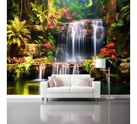 Carta da parati 400 x 286 cm, Paesaggi di giardini Fiori Cascate Design, Colorato Murale alla moda Decorazione Muro Design per Parete del soggiorno, della camera da letto, della cameretta dei bambini
