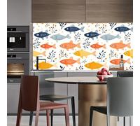 carta da parati 44 X1000Lcm Pesci Colorati Dei Cartoni Animati carta da parati adesiva muro floreale Copertura da muro autoadesiva per cucina o bagno, antimuffa e semplice da installare Z262820