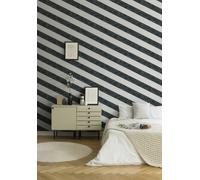 Carta Da Parati A Strisce Nero-Bianco Con Effetto Marmo Oro