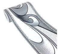 Carta da parati adesiva da parete con motivo toteml a onde color grigio argento, adesivo da parete, per bagno, cucina, soffitto, paraschizzi, bordo impermeabile, rimovibile, 10 cm x 10 m