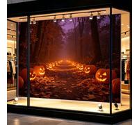 Carta da parati adesiva da parete di Halloween con Jack O Lanterna che illumina il sentiero della foresta in tessuto rimovibile rimovibile Peel and Stick, decorazione da parete per centro commerciale