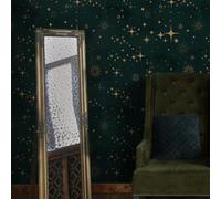 Carta da Parati Adesiva Golden Star Verde Carta Parati Adesiva Impermeabile Tappeto Murale Autocollante PVC Resistente Rimovibile per Soggiorno Camera Muri e Mobili (38.6x480.6 CM)