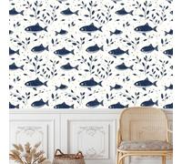 carta da parati adesiva mobili 44x300Lcm Pesce D'arte Dei Cartoni Animati carta da parati adesiva muro camera da letto Pannello murale effetto marmo,adatto a spazi contemporanei e resistente Z263641