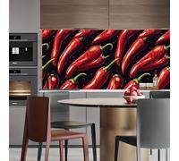 carta da parati adesiva muro camera da letto 44 X100Lcm Peperoncini Rossi carta da parati per cucina Rivestimento adesivo per pareti con effetto tessuto, ideale per soggiorni e camere eleganti Z261581