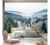 Carta da Parati Adesiva Scenario naturalele 200 x 140 cm, Fotomurali Adesivi Murali Rivestimento Parete Moderna per Pareti Adesiva Muro Decorativo Fotomurale Grigio Giungla Nebbia