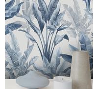 Akari Madagascar Foglia Rasch Carta da Parati Blu 282893 Tropicale Foglie Fiori