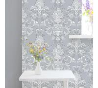 Blu Floreale Parati Amelie Motivo Damascato Bianco Fiori Fogliame Rasch 260246