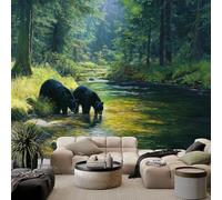 Carta da parati Animale della foresta orso nero 250x175 cm Murale Carta da parati Stampa 3D Moderna, Fotomurale Decora per Camera Letto, Soggiorno, Stanza Bambini