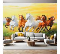 Carta da parati Animali otto cavalli Fotomurali Murale 300x210 cm TNT Decorazione da Muro Poster Gigante Carta per Pareti Soggiorno Camera da Letto Sala TV Divano