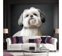 Carta Da Parati Animali Shih Tzu Carino Shih Tzu Che Fissa 3D Fotomurale - Design Moderno In Tessuto Non Tessuto Per Soggiorno, Camera Da Letto, Cucina, - Murale 200 X 140 Cm