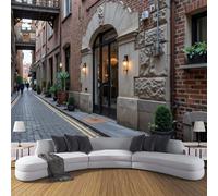 Carta da Parati Antichi Edifici In Pietra, 200x140cm Fotomurali in Seta Strette Strade Lastricate Ciottoli XXL Poster Gigante Decorazione da Muro per Camera da Letto, Soggiorno, Bagno, Rosso Mattone