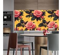 carta da parati antimuffa 44 X100Lcm Fiori Rossi, Foglie Verdi Di Rosa carta da parati anti umidità Stile moderno e pulito per ambienti domestici o professionali, senza forature né attrezzi Z263355