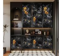 carta da parati antimuffa 44 X100Lcm Gatto Nero Fiori Gialli carta da parati anti umidità Stile moderno e pulito per ambienti domestici o professionali, senza forature né attrezzi Z260397