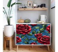 carta da parati antimuffa 44 X100Lcm Rosa Rossa Vintage Con Foglie Verdi carta da parati anti umidità Stile moderno e pulito per ambienti domestici o professionali, senza forature né attrezzi Z262000