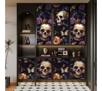 carta da parati antimuffa 44 X100Lcm Teschio Di Farfalla Con Fiori Viola carta da parati anti umidità Stile moderno e pulito per ambienti domestici o professionali, senza forature né attrezzi Z263114