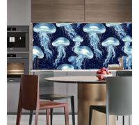 carta da parati antimuffa 44x100Lcm Bellissime Meduse Nel Blu Profondo Del Mare carta da parati anti umidità Stile moderno e pulito per ambienti domestici o professionali,senza forature né attrezzi