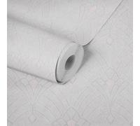 Carta Da Parati Art Deco Con Design A Linee E Aspetto Intonaco - Crema