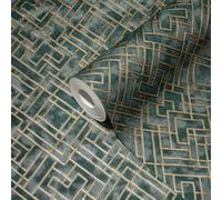 Livingwalls Travel Styles - Carta da parati in tessuto non tessuto, con decorazione ornamentale, colore blu e oro, per diversi ambienti, 10,05 m x 0,53 m