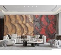 Carta Da Parati Arte Moderna Lamina D'oro Rosso Pittura A Olio Astratta Modello Texture TV Divano Sfondo Muro Carta Da Parati Soggiorno Camera Da Letto Sala Da Pranzo Murale,3D,200x140 Cm