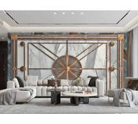 Carta Da Parati Arte Moderna Linea Oro Splicing Geometrico Marmo Grigio E Blu Ardesia Pittura TV Divano Sfondo Muro Soggiorno Camera Da Letto Sala Da Pranzo Murale,3D,200x140 Cm