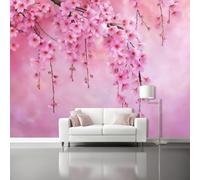 Carta da parati artistica 3D in tessuto non tessuto Albero Di Ciliegio Rosa Da Sogno 400 x 280 cm Carta da parati decorazione murale per soggiorno e camera da letto, Acquerello Cinese