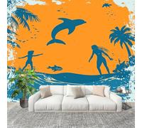 Carta Da Parati Artistico Fotomurale Tema Oceano Estivo Poster Gigante Da Parete Per Camera Da Letto, Soggiorno,Corridoio Giallo Decorazione D'interni Murale 250x175 cm