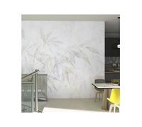Carta da parati astratta con foglie Eucalipto su misura - Rimura - Tessuti: Ecowall PVC free lino - WP04, Colori: AP091-1 verde