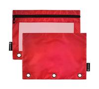 Carta da parati astratta rosso scuro con 3 anelli raccoglitore a matita astuccio con cerniera raccoglitore a matita borse per donne scuola trasparente raccoglitori tasche personalizzate 24,9 x 18 cm