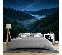 Carta Da Parati Autoadesiva Carta Da Parati Murale Con Cielo Stellato E Bosco Per Camera Da Letto 150×105 Cm Paesaggio Notturno Di Montagna 3D Panoramico In Tessuto Non Tessuto Decorazione Murale N