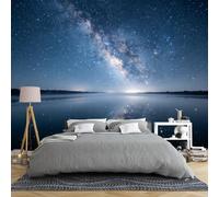 Carta Da Parati Autoadesiva Carta Da Parati Murale Con Cielo Stellato Galattico Per Camera Da Letto 150×105 Cm In Tessuto Non Tessuto Con Paesaggio Della Via Lattea E Lago Decorazione Murale 3D Pan