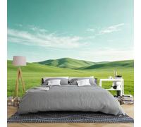 Carta Da Parati Autoadesiva Carta Da Parati Murale Con Paesaggio Di Prato Verde Per Camera Da Letto E Soggiorno 450×315 Cm Paesaggio Naturale Panoramico 3D Con Colline E Cielo Blu Grande Murale In