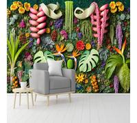 Carta da parati autoadesiva, con motivo floreale tropicale, foglie di Monstera, uccello del paradiso, autoadesiva, rimovibile, per soggiorno, camera da letto, negozio, ufficio, bambini