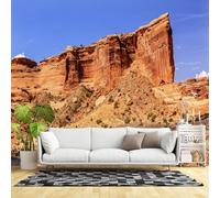 Carta da parati autoadesiva di dimensioni personalizzate, motivo "Red Rock Canyon Desert Desert Cliff Blue Sky Landscape", in tessuto autoadesivo (senza PVC), rimovibile, per soggiorno, camera da