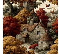 Carta da Parati Autoadesiva Effetto Casa Alberi Adesivo Murale in Plastica Impermeabile Pittura Pastorale Carta a Contatto da Staccare e Attaccare Rotolo di Pellicola Rimovibile 44x600 cm