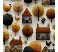 Carta da Parati Autoadesiva Effetto Casa Albero Adesivo Murale in Plastica Impermeabile Fumetto Pastorale Carta a Contatto da Staccare e Attaccare Rotolo di Pellicola Rimovibile 44x200 cm