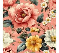 Carta da Parati Autoadesiva Effetto Fiori Di Peonia Rosa Adesivo Murale in Plastica Impermeabile Retro Fiori Carta a Contatto da Staccare e Attaccare Rotolo di Pellicola Rimovibile 44x500 cm