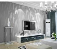 Carta da parati autoadesiva floccata 3D in tessuto non tessuto con effetto strisce luminose per soggiorno camera da letto hotel tessuto decorativo da parete grigio argento 53 * 300cm