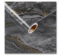 Carta da parati autoadesiva in PVC per mobili, motivo marmo nero e oro, 30x200 c