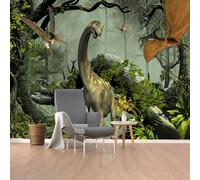 Carta da parati autoadesiva per parete, motivo dinosauri, scena della giungla di dinosauri, senza PVC, grande carta da parati fotografica, rimovibile, per soggiorno, camera da letto, ufficio